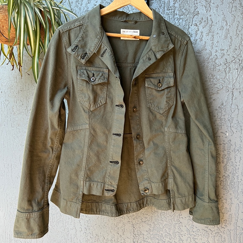 rag & bone Olive Green Military-Style Cotton Jacket